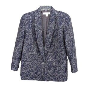 VTG Women's Blazer Size 10 Purple Design Wool Blend Shawl Lapel Career Jacket